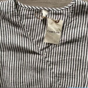 Grae Cove Linen pinstripe dress Sz L New with tags